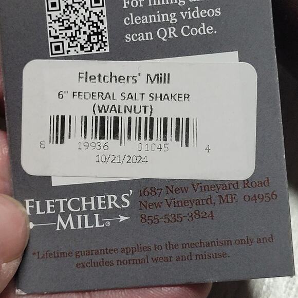 Fletchers Mill Federal Salt Mill Walnut 8 in USA Made NWT - Picture 3 of 9